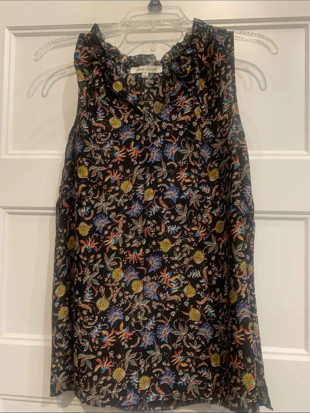 Rose & Olive Black Floral Sleeveless Blouse